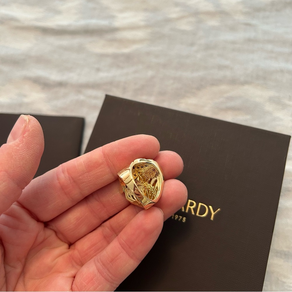 Authentic John Hardy solid 18K gold saddle ring grey white diamonds size 7 NIB! - Picture 13 of 15